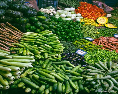 Fresh vegetables and fruits from local Indian market